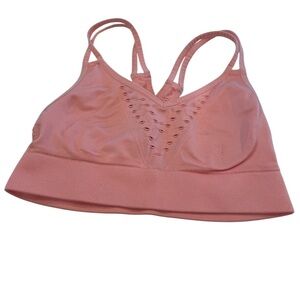 Victoria Sport Pink Cropped Sports Bra Sz Small pink peach yoga Pilates workout